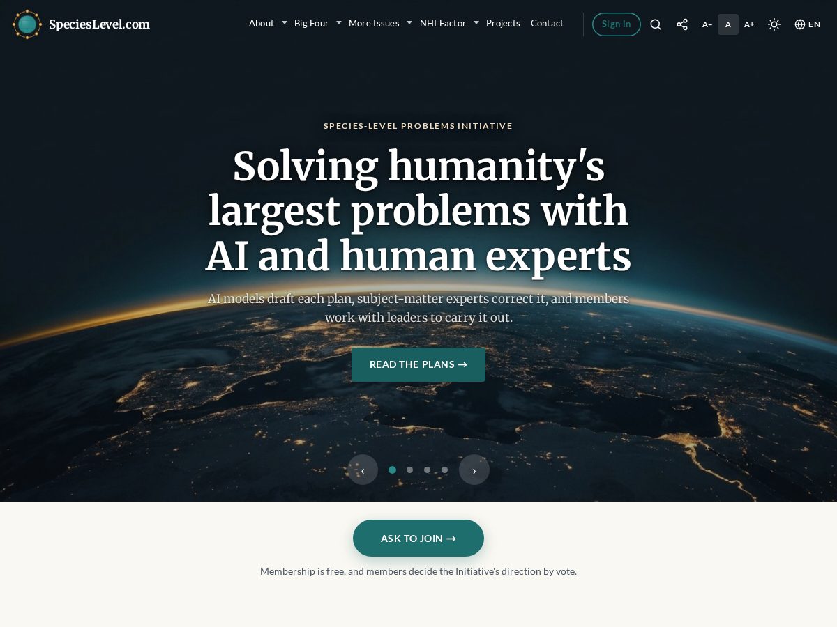 Landing-page snapshot of specieslevel.com