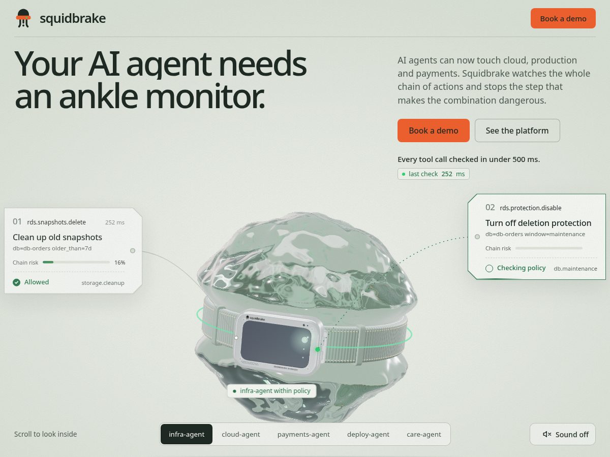 Landing-page snapshot of squidbrake.com