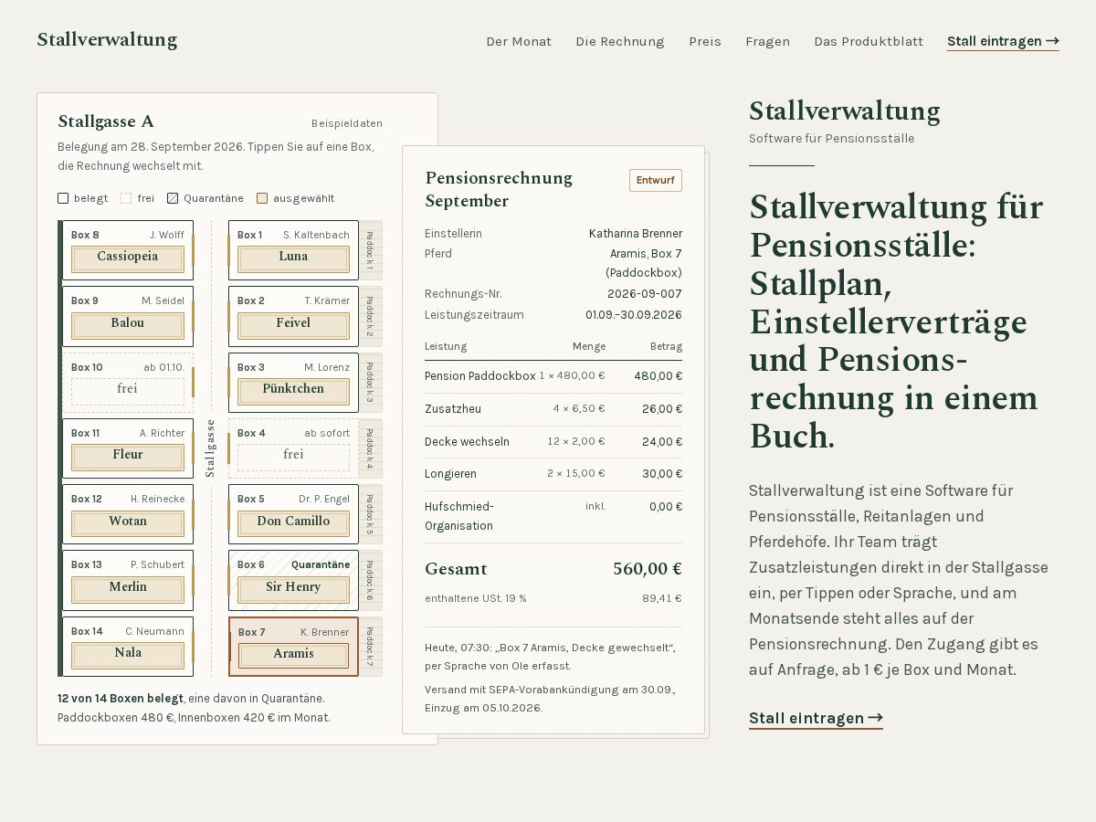 Landing-page snapshot of stallverwaltung.online