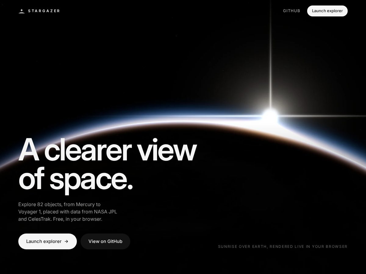 Landing-page snapshot of stargazer-app.com