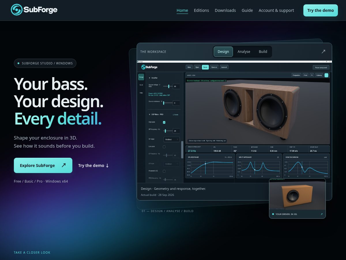 Landing-page snapshot of subforge.studio