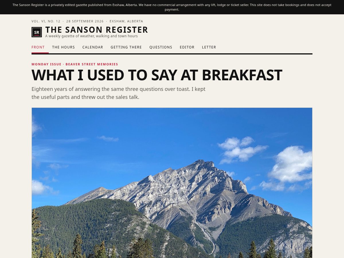 Landing-page snapshot of sulphur-mountain-journal.com