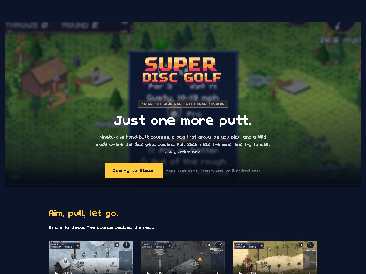 Landing-page snapshot of superdiscgolf.com