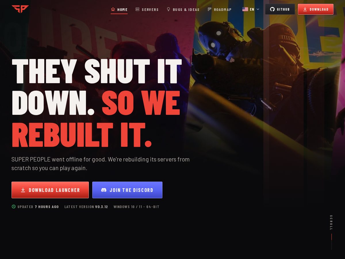 Landing-page snapshot of superpeople.dev