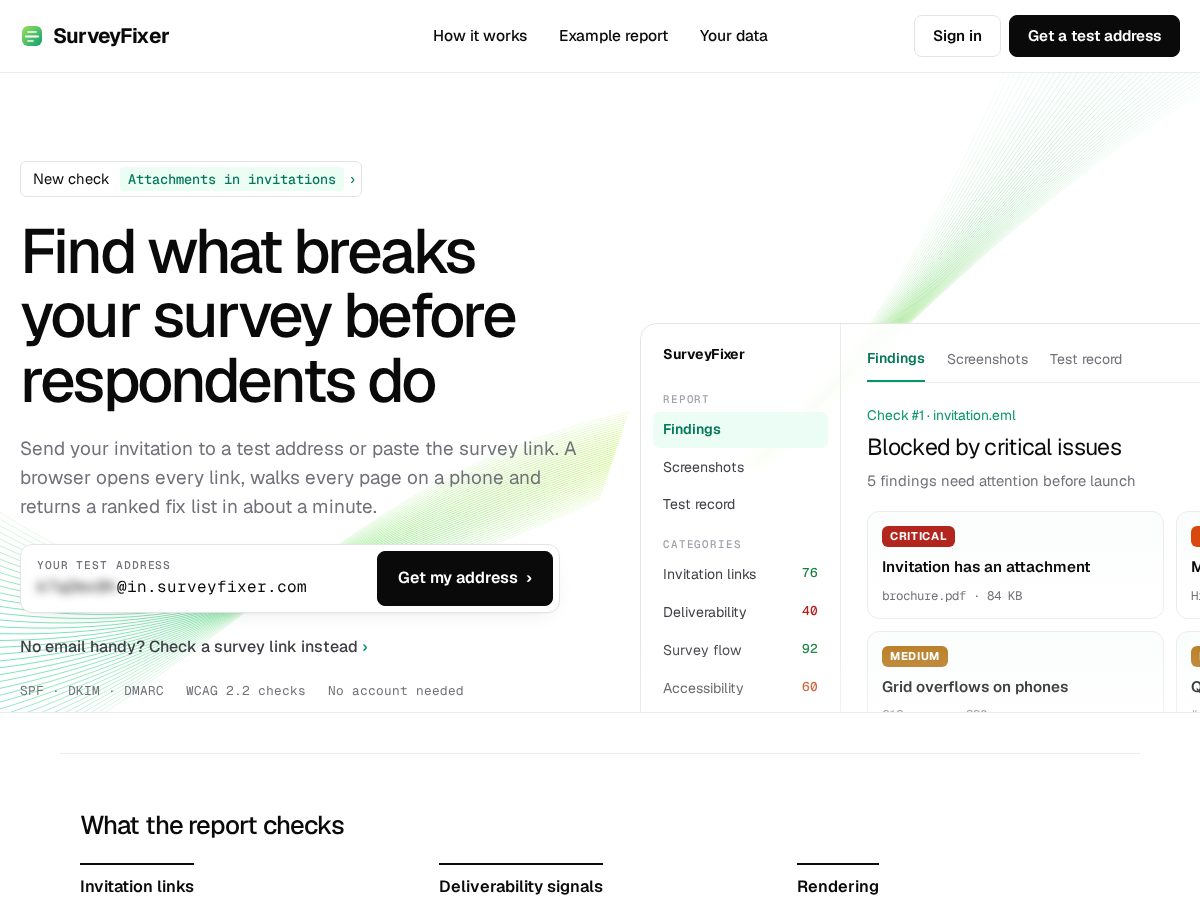 Landing-page snapshot of surveyfixer.com