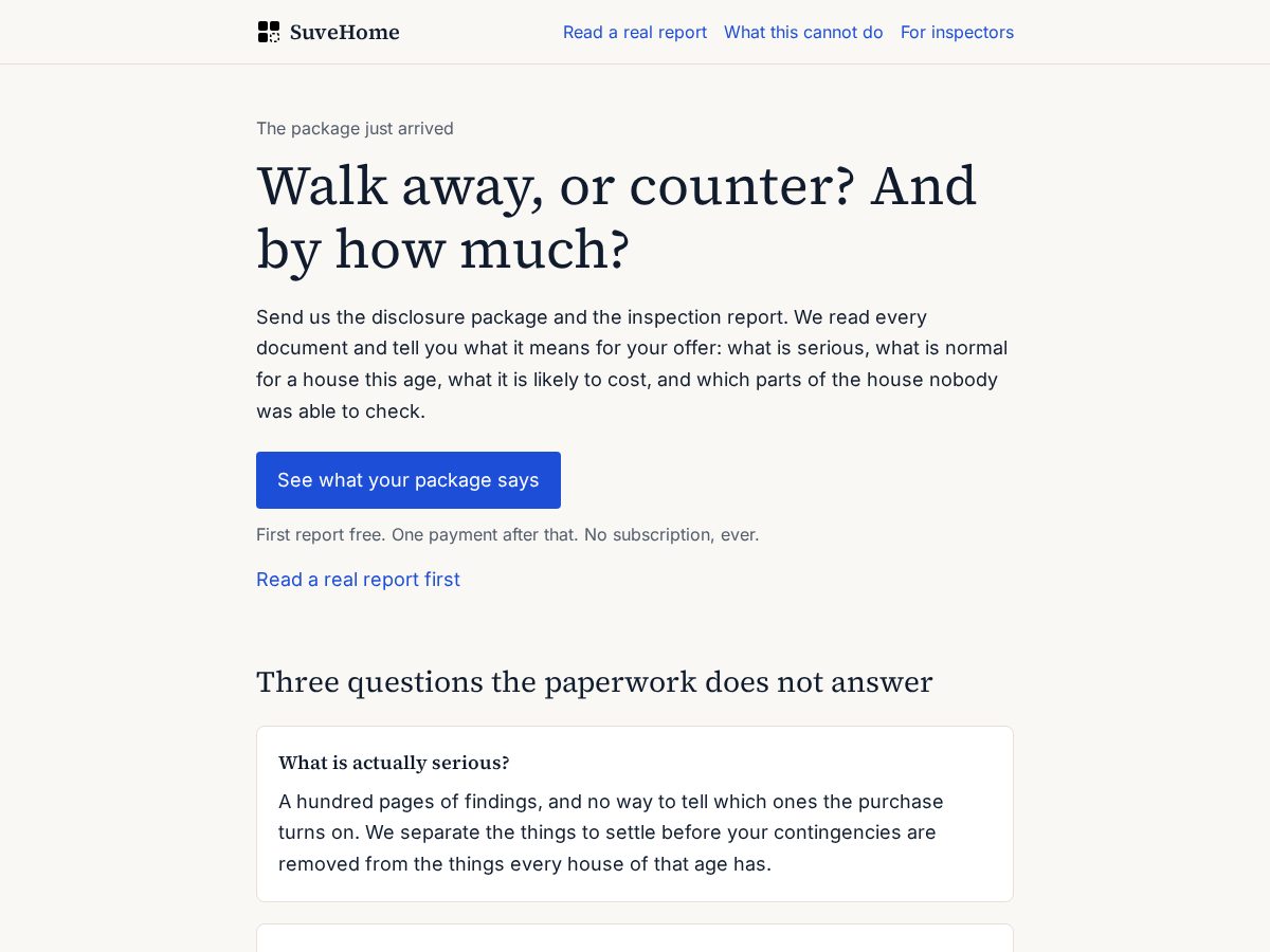 Landing-page snapshot of suvehome.com