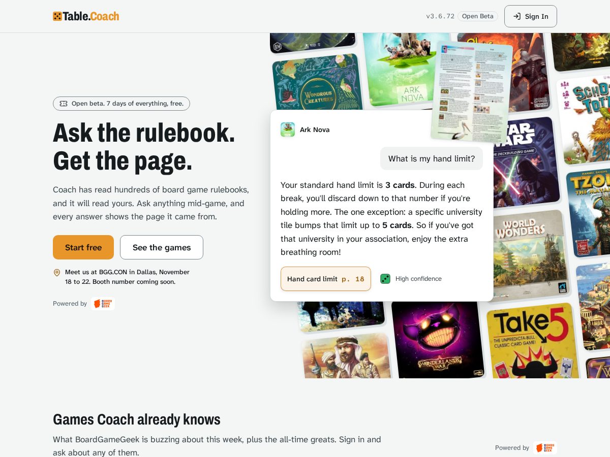 Landing-page snapshot of table.coach