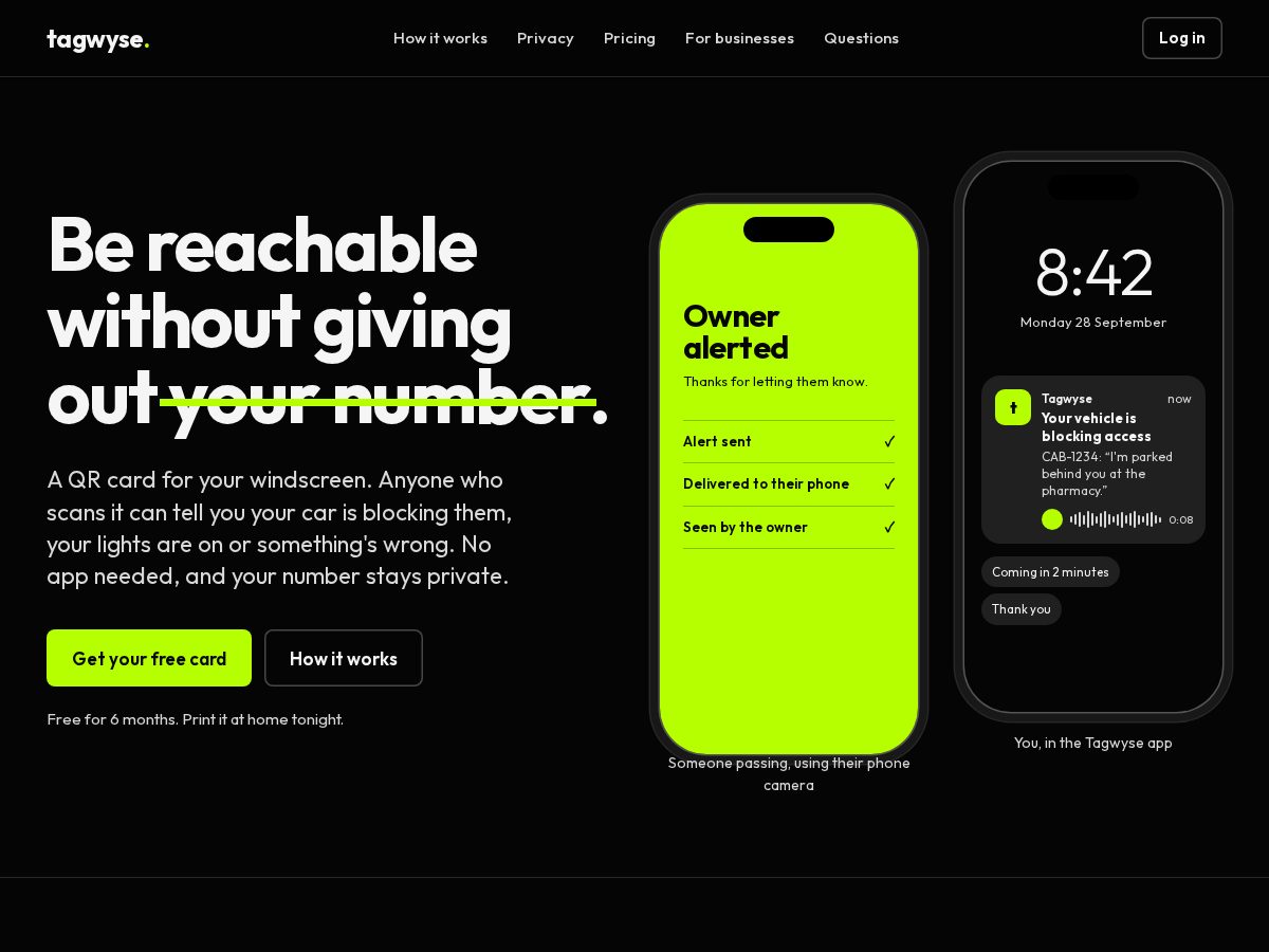 Landing-page snapshot of tagwyse.com