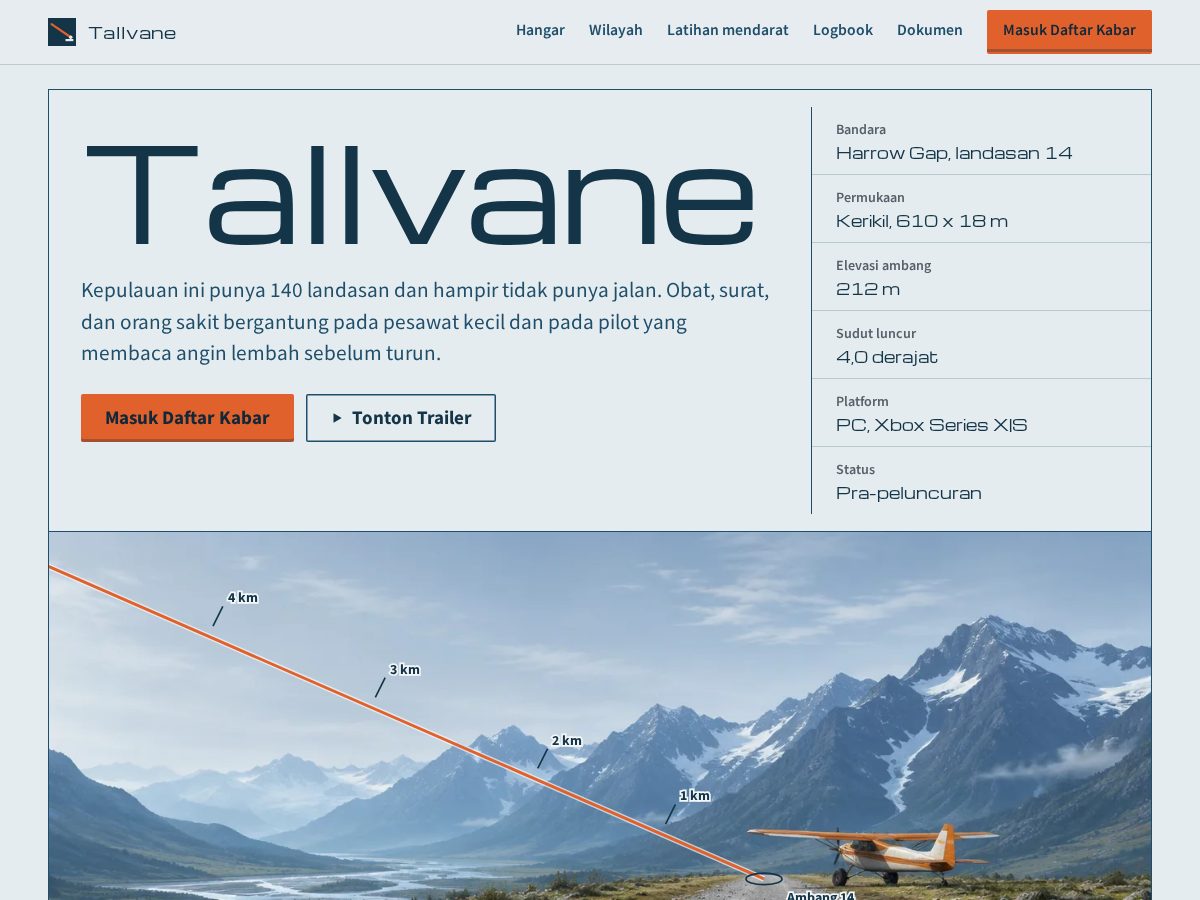 Landing-page snapshot of tallvane.com