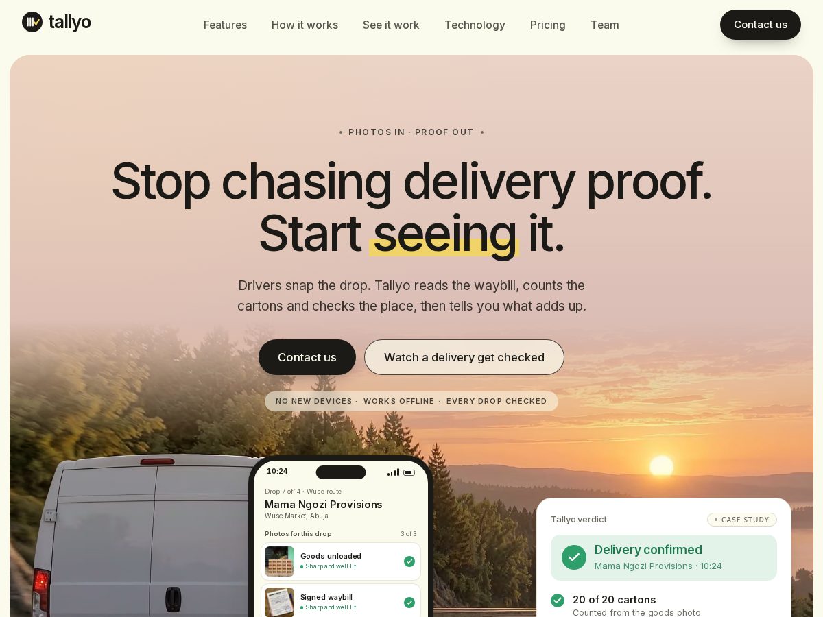 Landing-page snapshot of tallyo.space