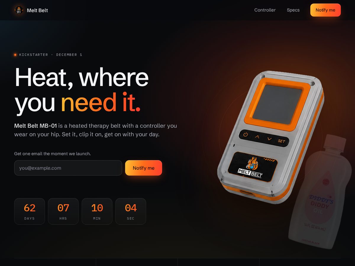 Landing-page snapshot of themeltbelt.com