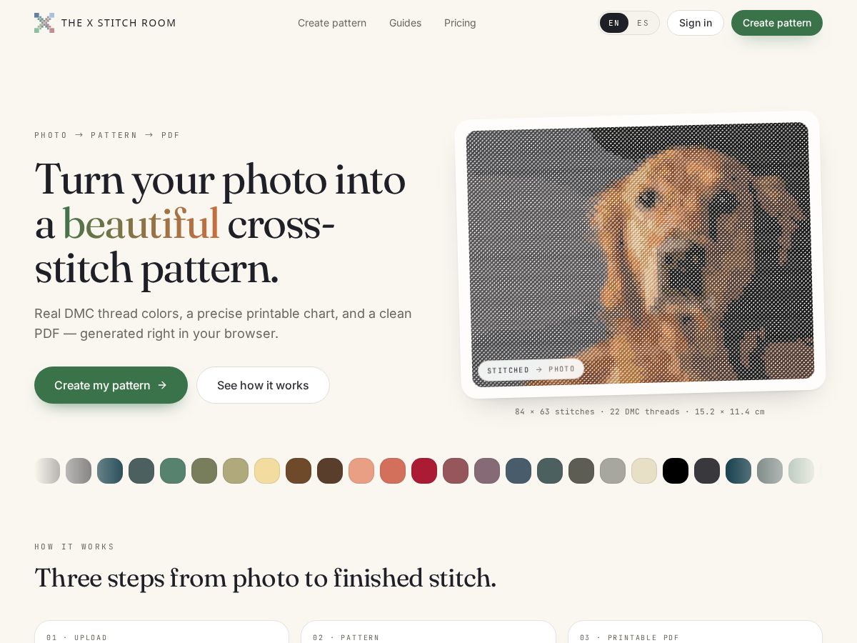 Landing-page snapshot of thexstitchroom.com