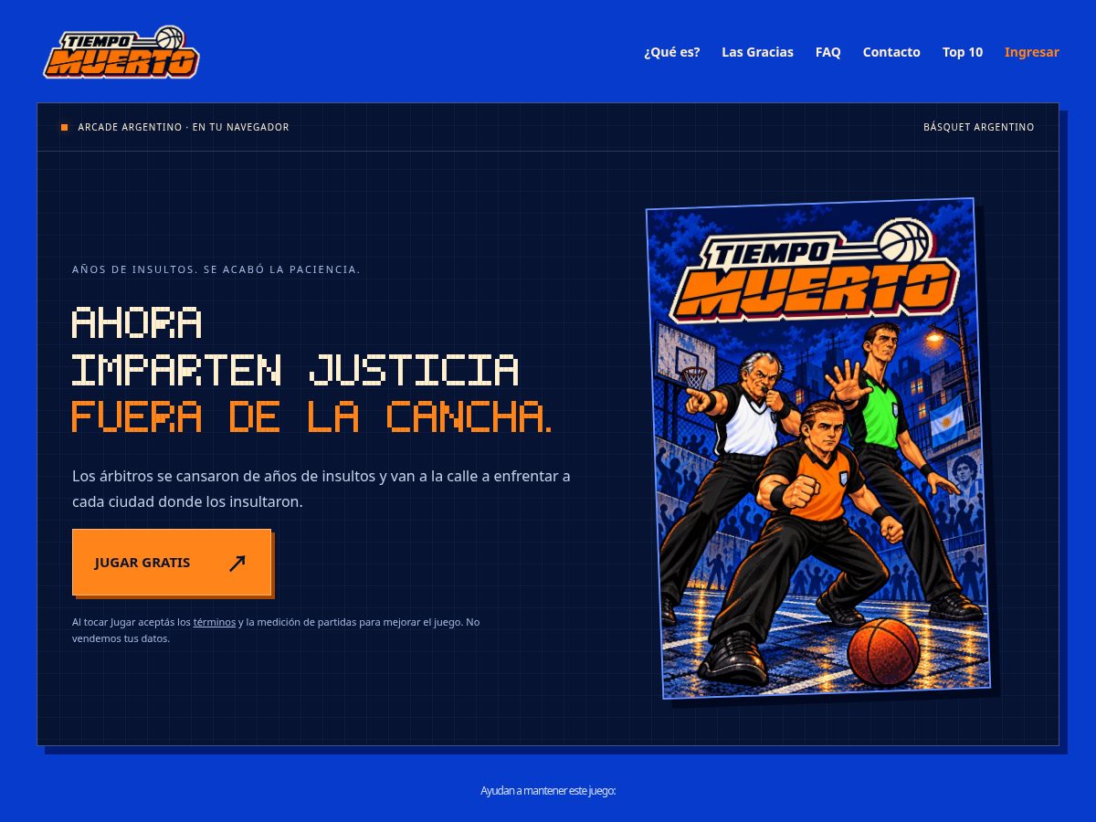 Landing-page snapshot of tiempomuerto.com