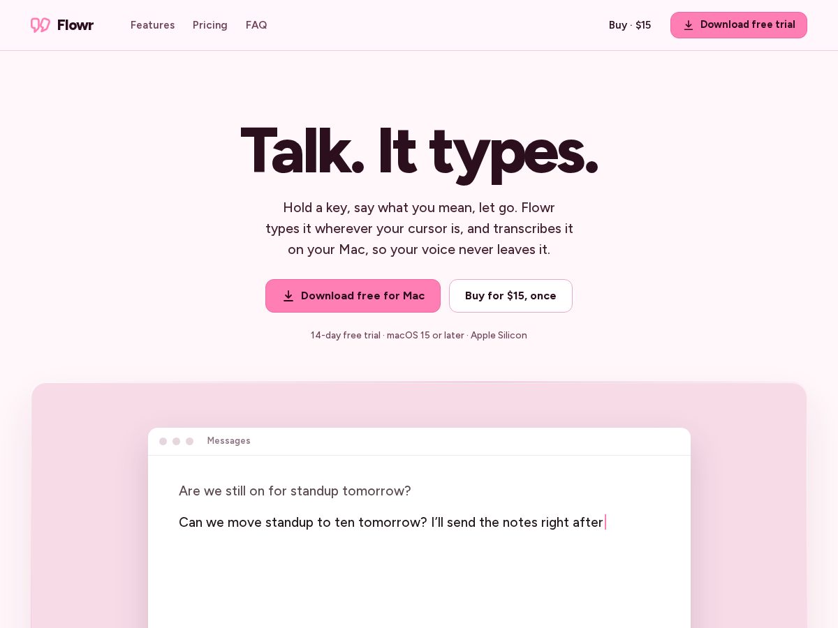 Landing-page snapshot of tryflowr.com