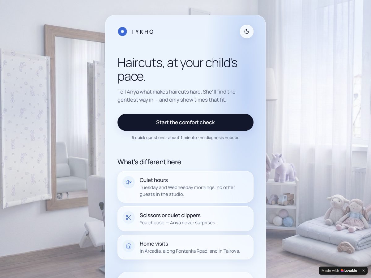 Landing-page snapshot of tykhocare.com