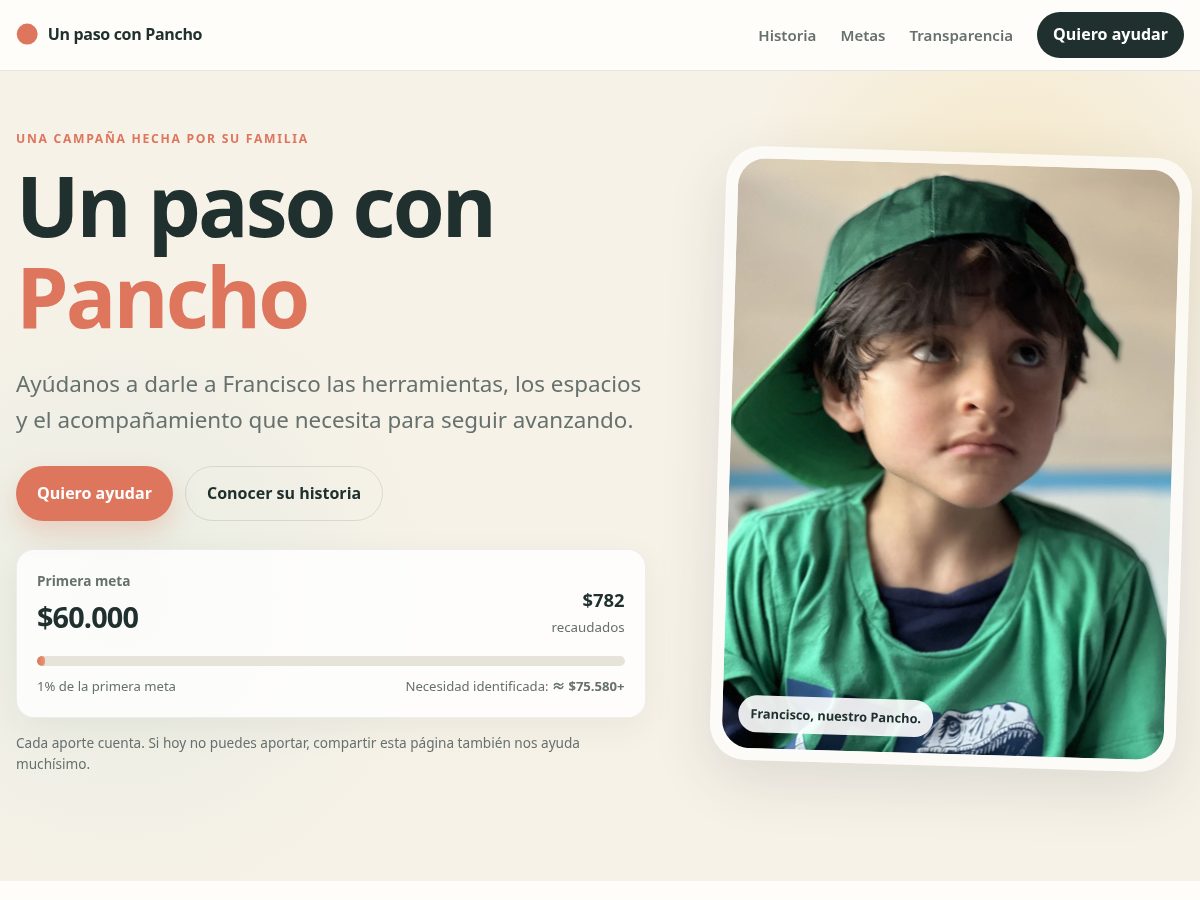 Landing-page snapshot of unpasoconpancho.com