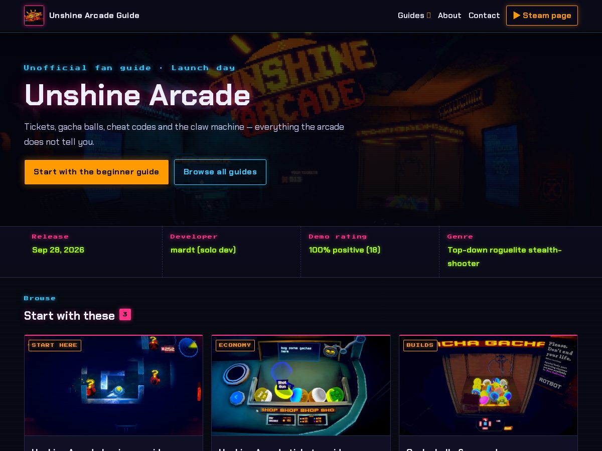 Landing-page snapshot of unshinarcade.wiki