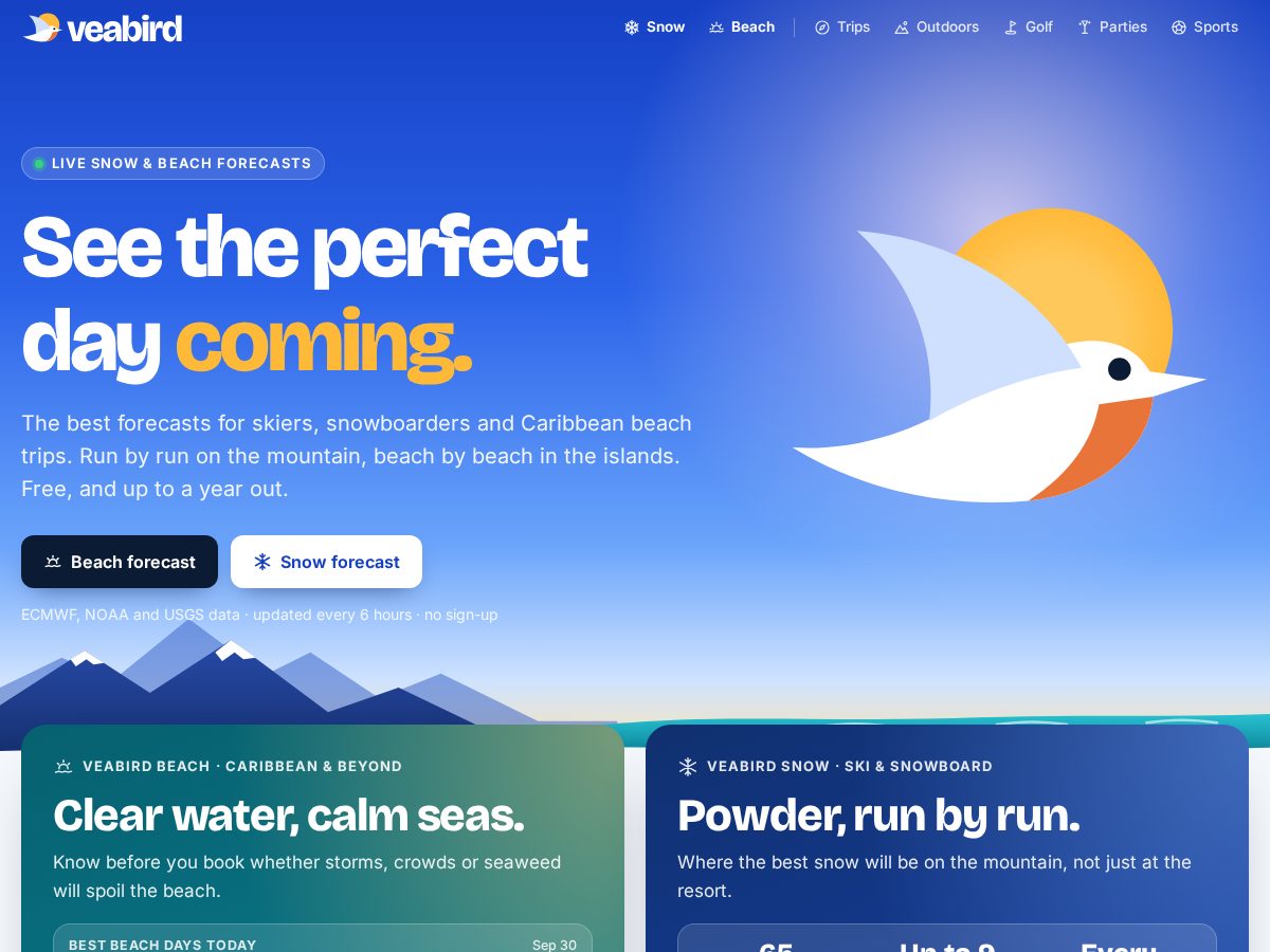 Landing-page snapshot of veabird.com