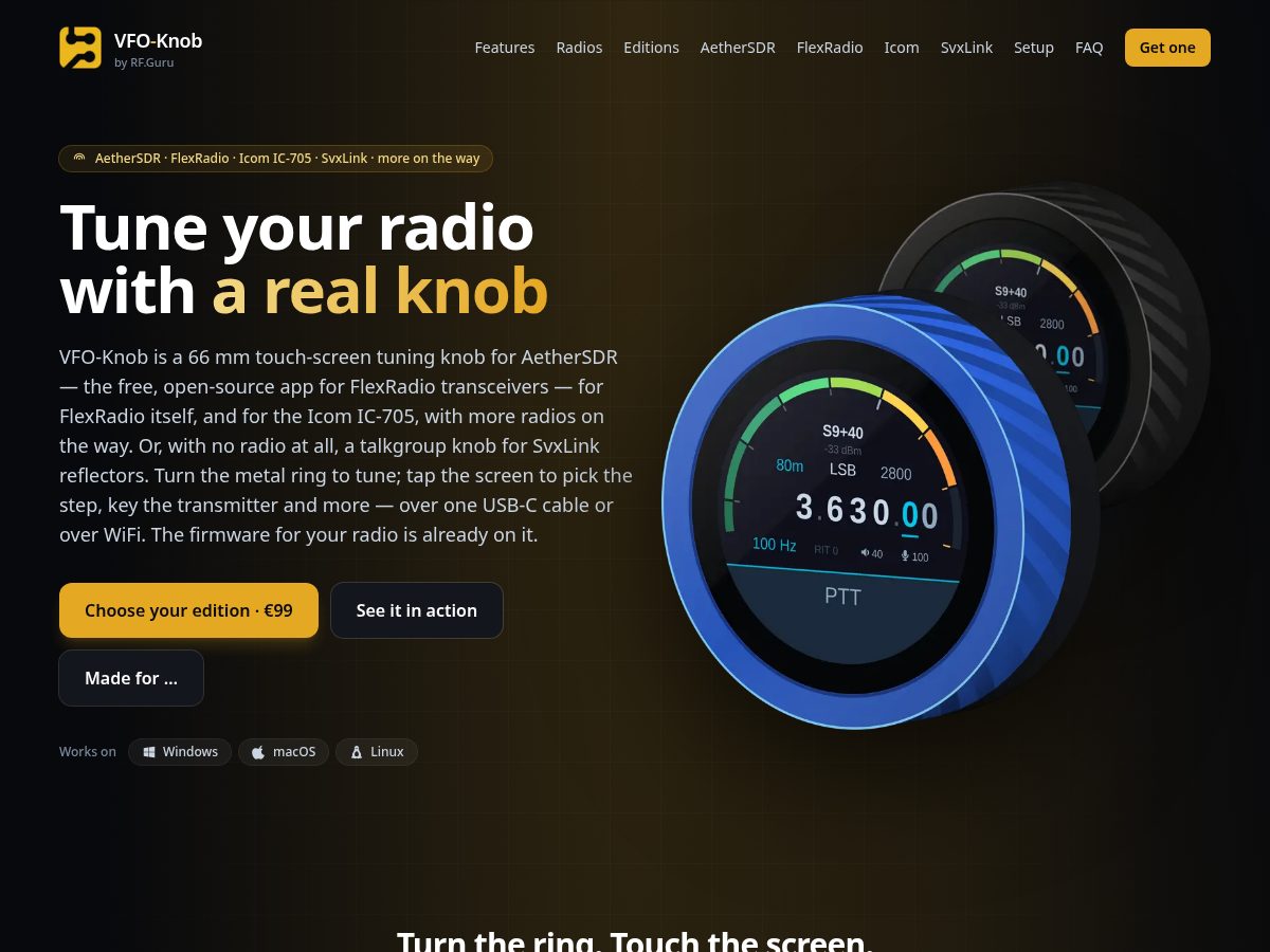 Landing-page snapshot of vfoknob.com