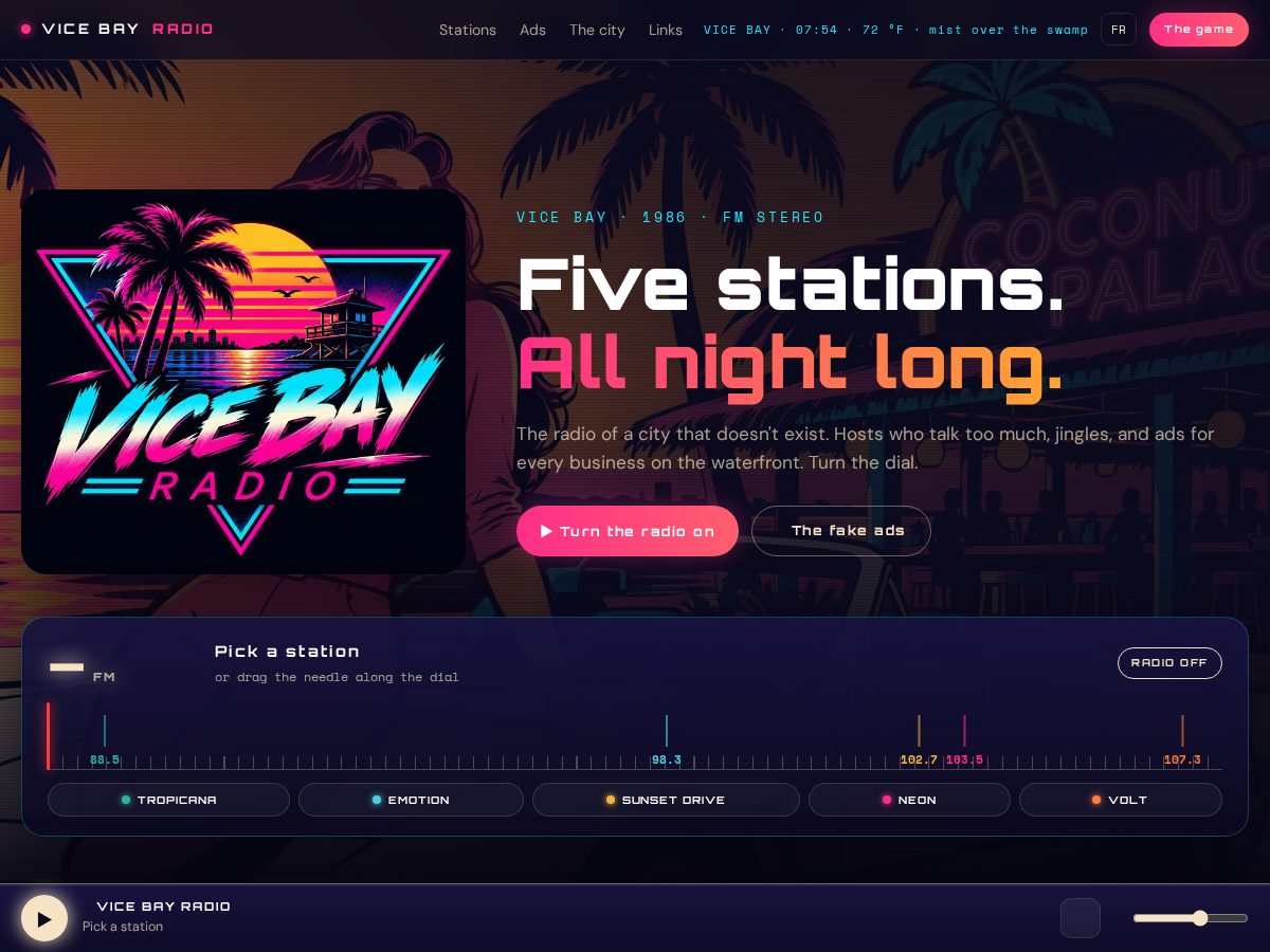 Landing-page snapshot of vicebayradio.com