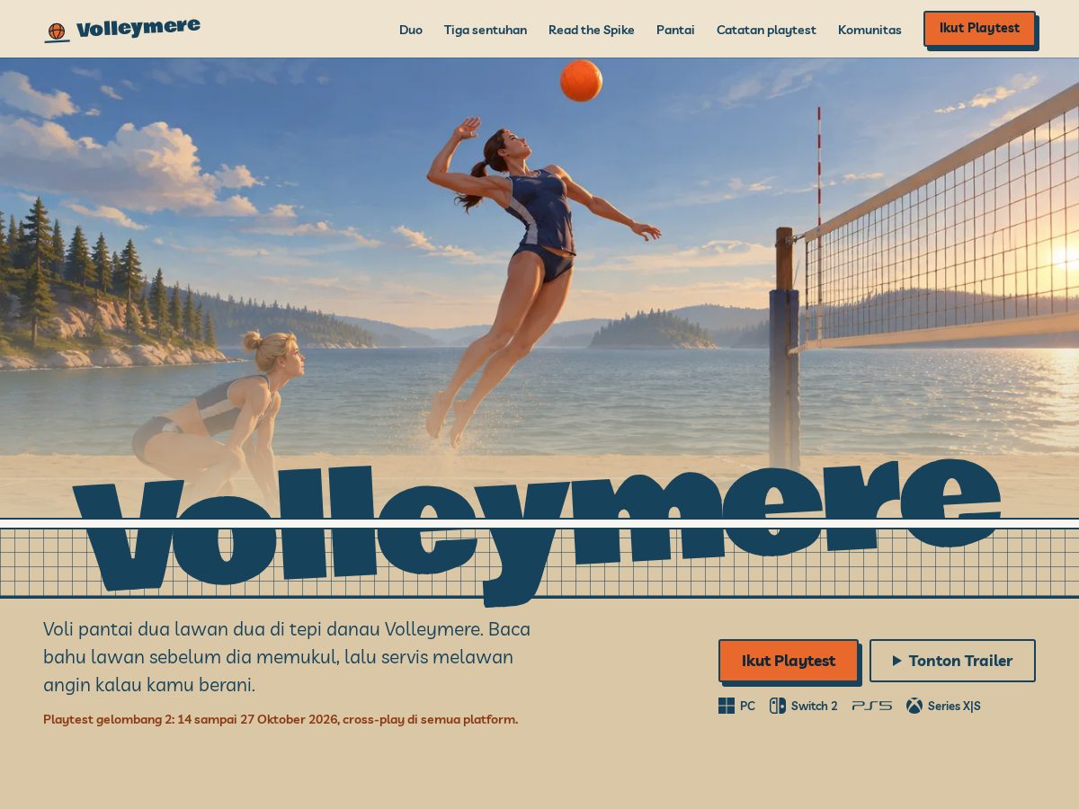 Landing-page snapshot of volleymere.com
