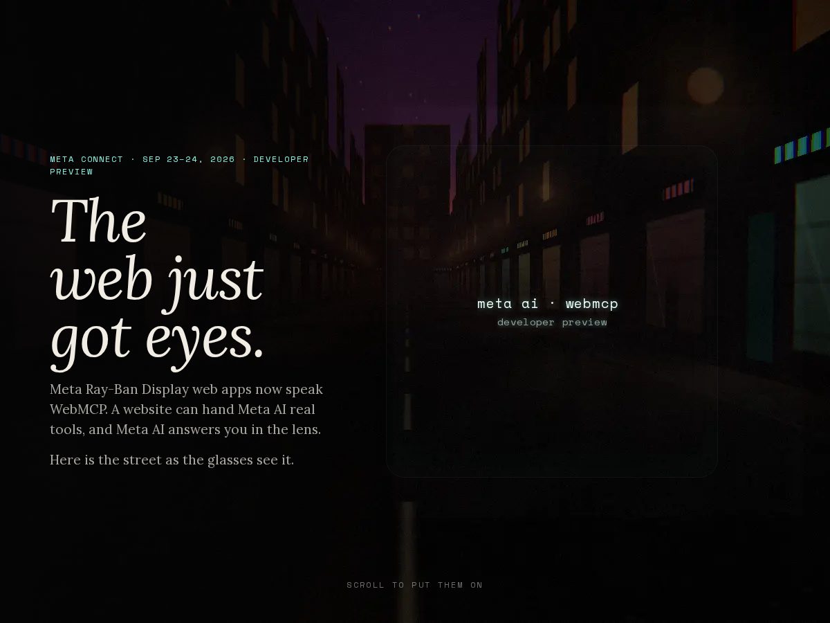 Landing-page snapshot of webmcp.vision