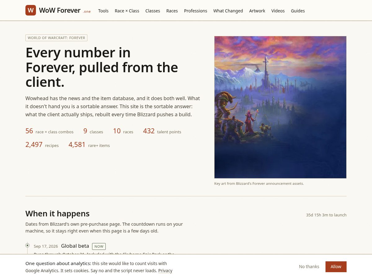 Landing-page snapshot of wowforever.one
