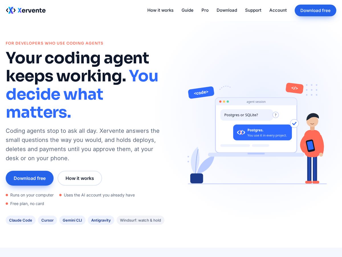 Landing-page snapshot of xervente.com