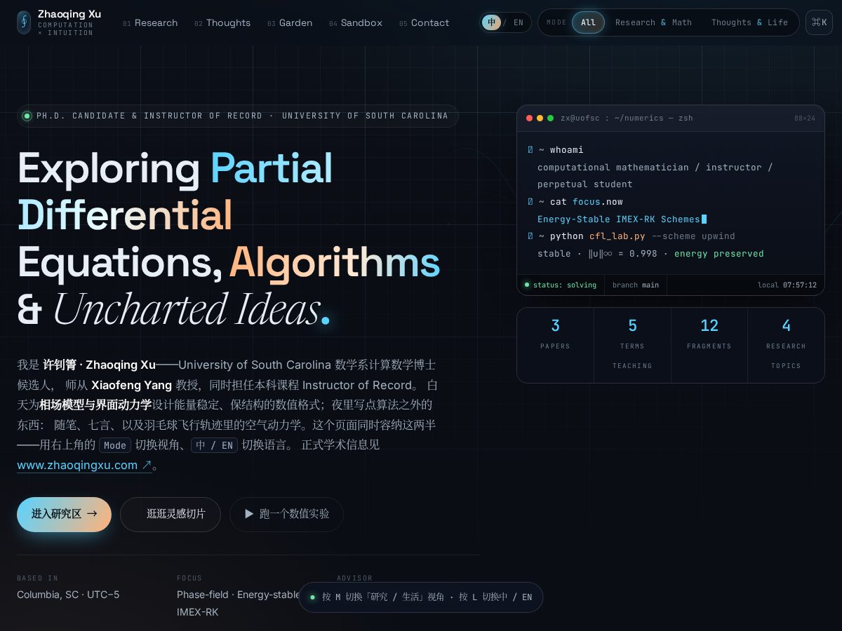Landing-page snapshot of xuzhaoqing.com