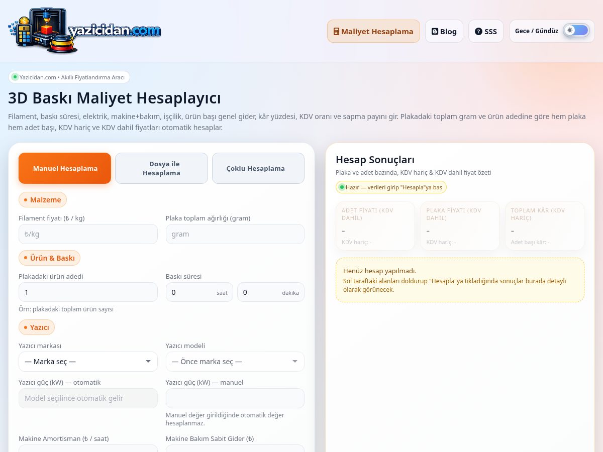 Landing-page snapshot of yazicidan.com