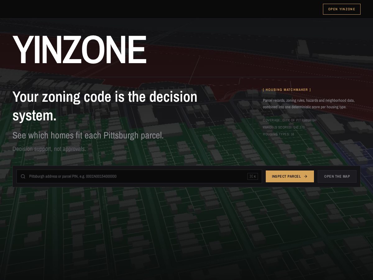 Landing-page snapshot of yin.zone