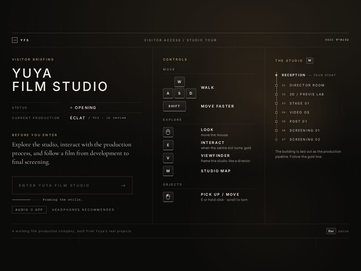 Landing-page snapshot of yuyafilmstudio.dev