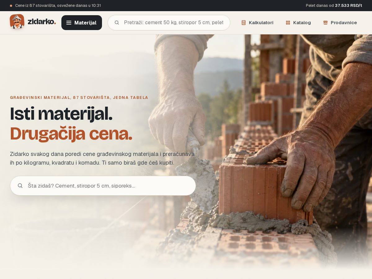 Landing-page snapshot of zidarko.com