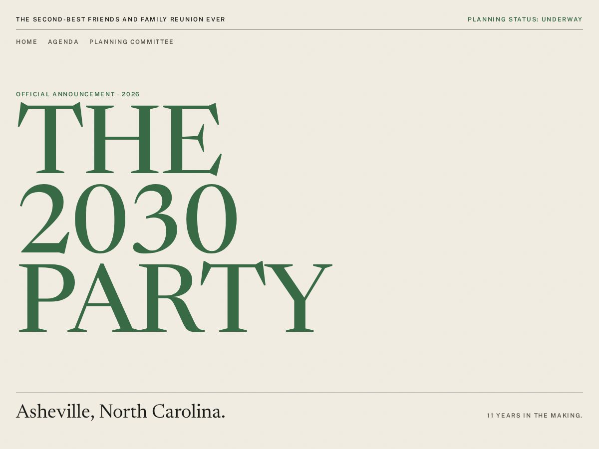 Landing-page snapshot of 2030party.com