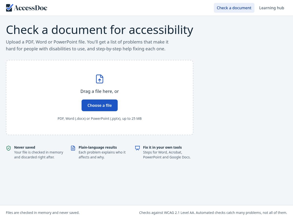Landing-page snapshot of accessdoc.app