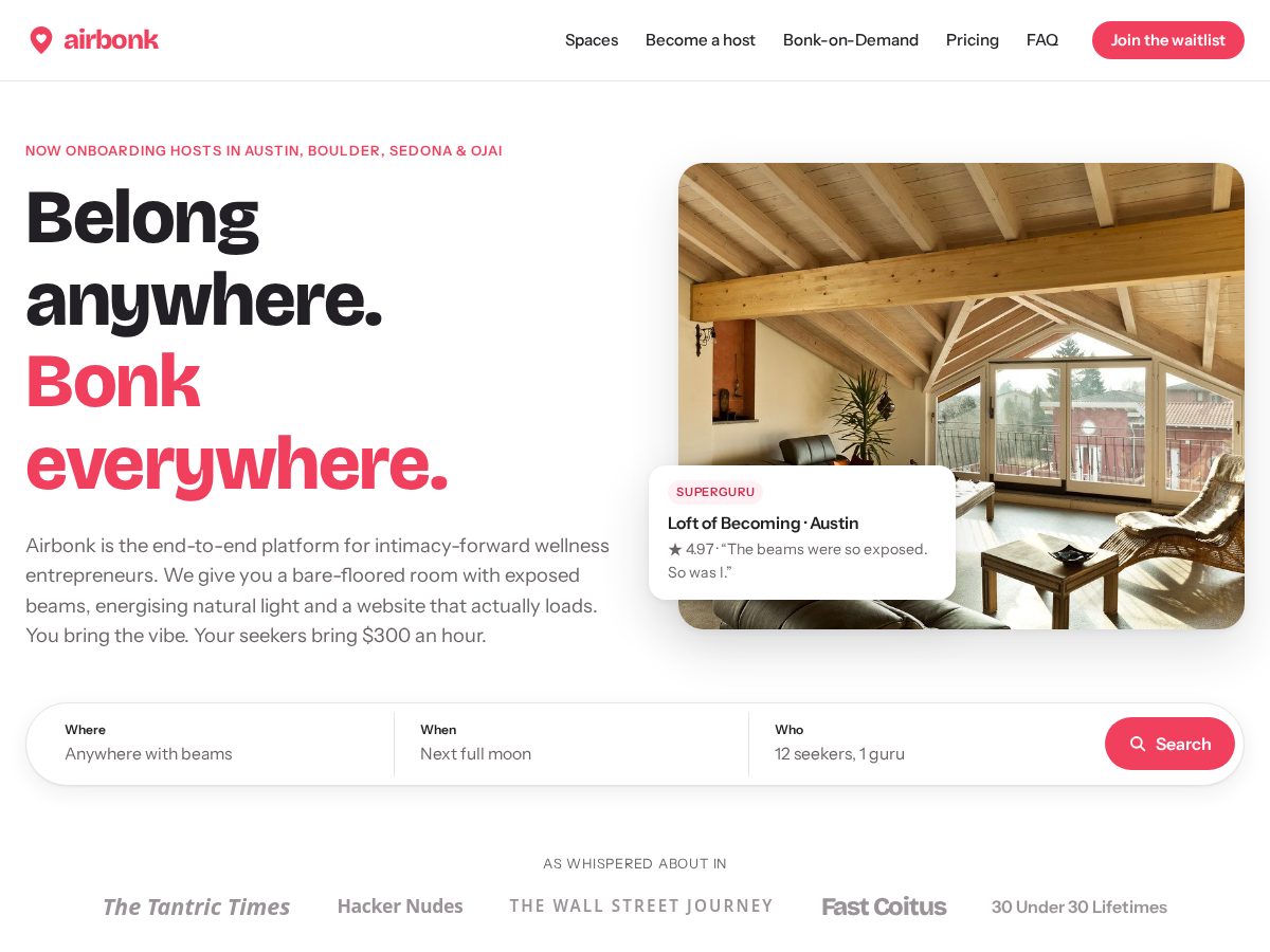 Landing-page snapshot of airbonk.app
