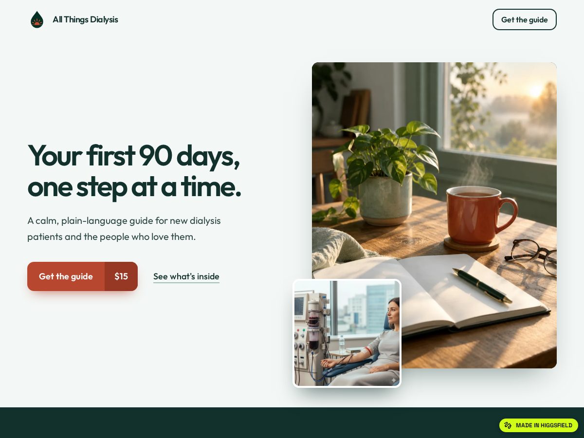 Landing-page snapshot of allthingsdialysis.com