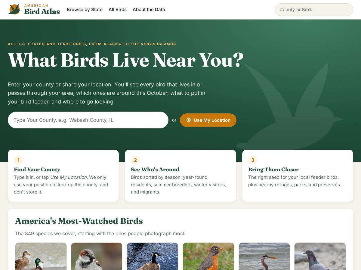 Landing-page snapshot of americanbirdatlas.com