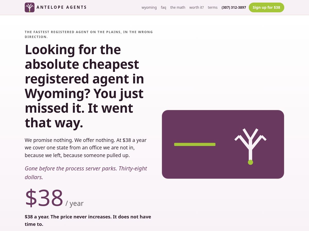 Landing-page snapshot of antelopeagents.com