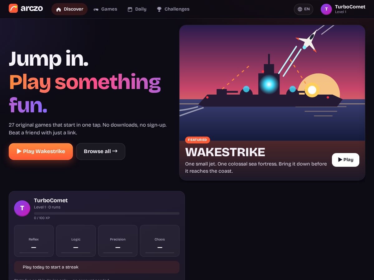 Landing-page snapshot of arczo.top