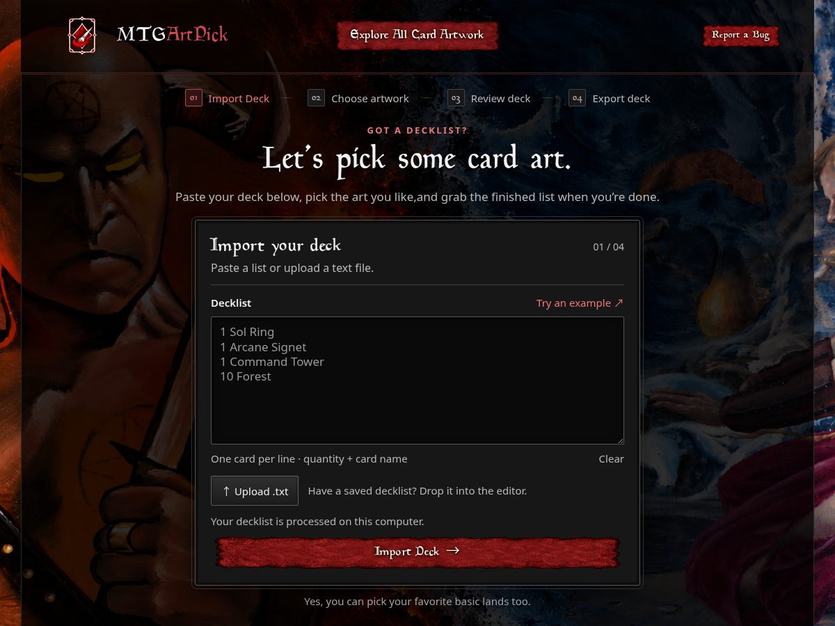 Landing-page snapshot of artpickmtg.com
