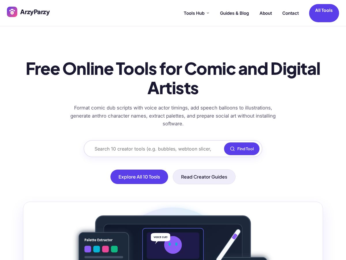 Landing-page snapshot of arzyparzy.com