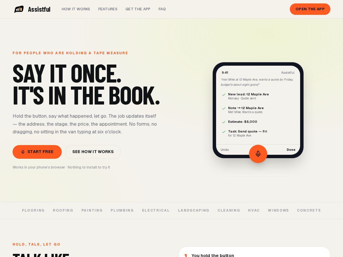 Landing-page snapshot of assistful.app