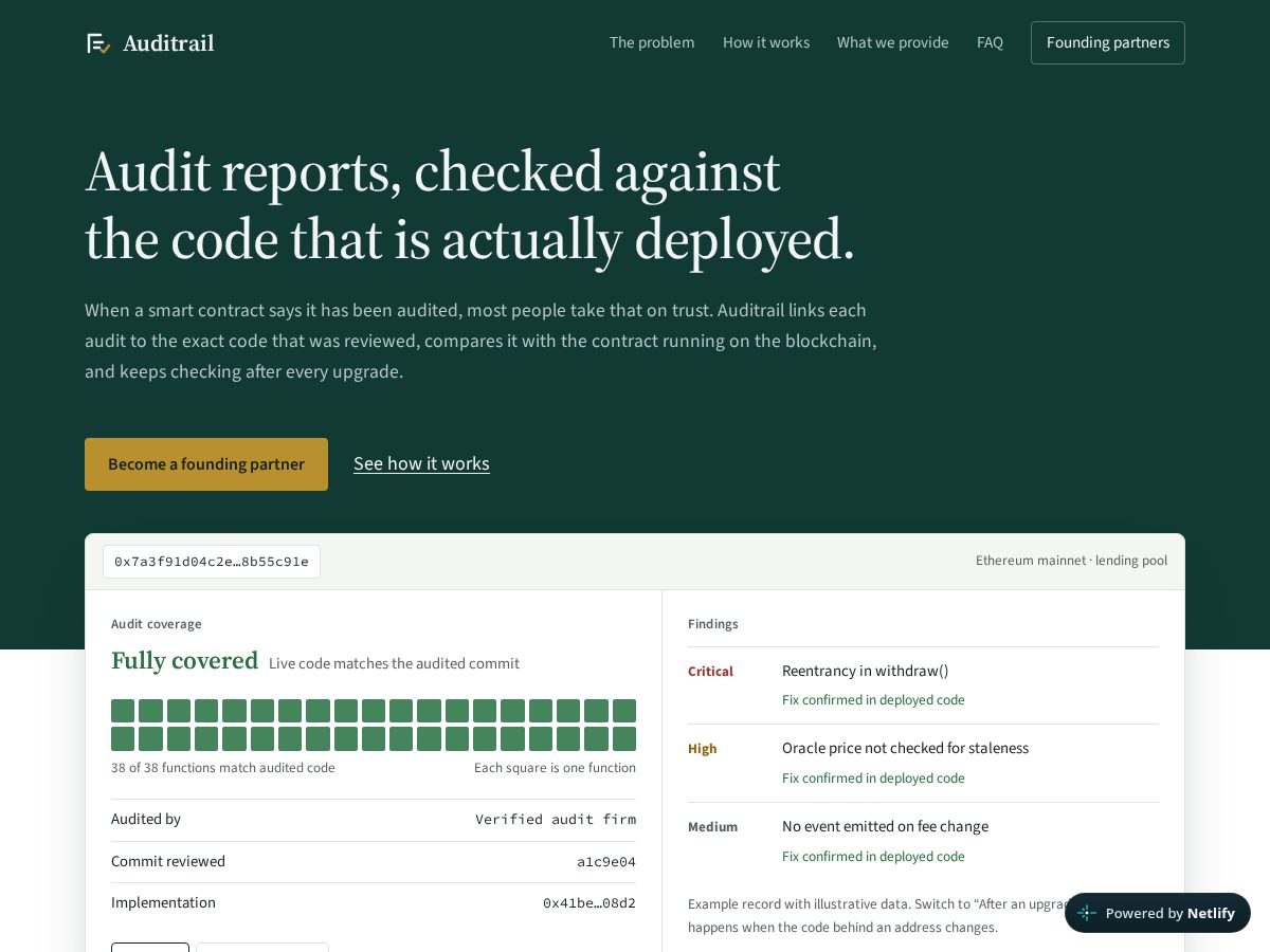 Landing-page snapshot of auditrail.site