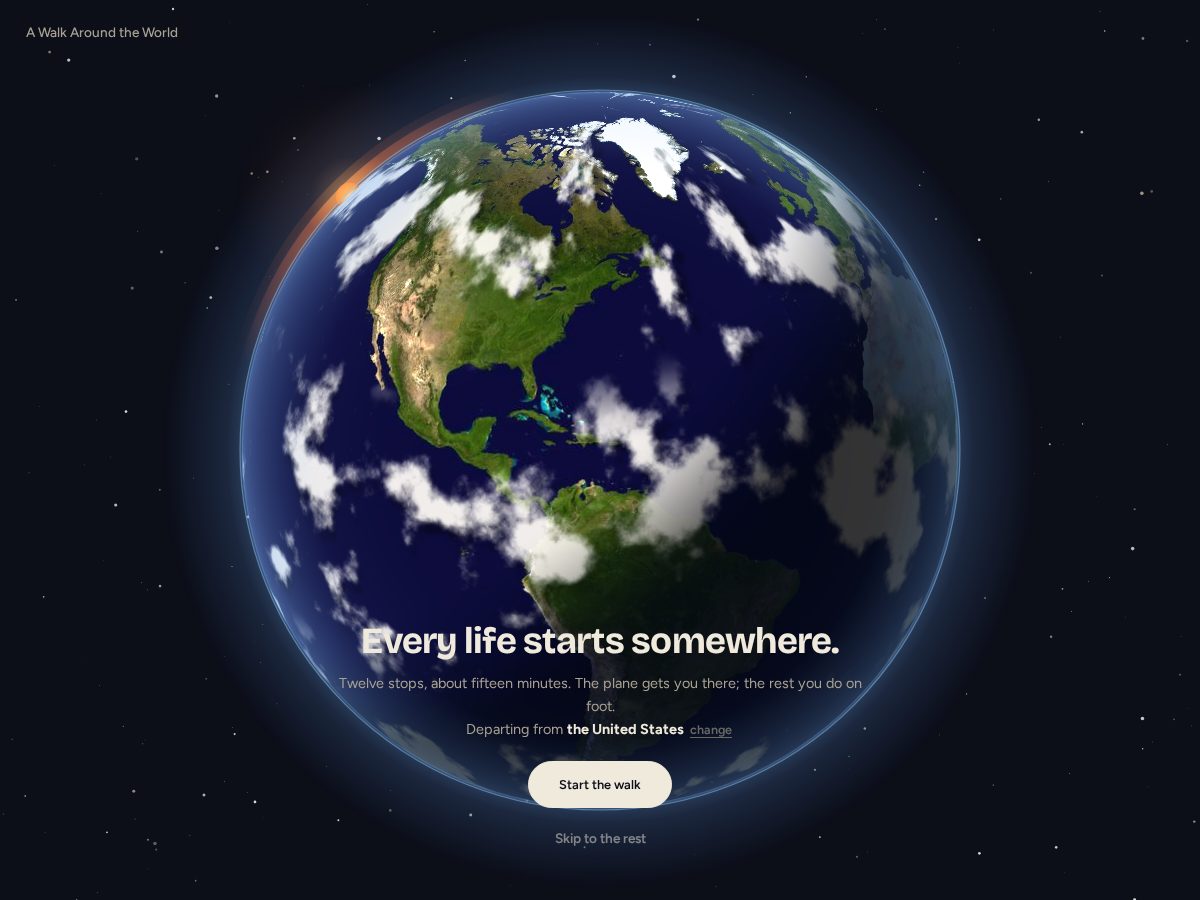 Landing-page snapshot of awalkaroundtheworld.org