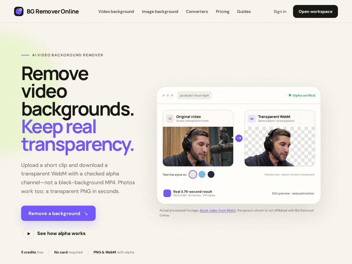 Landing-page snapshot of bgremover.online
