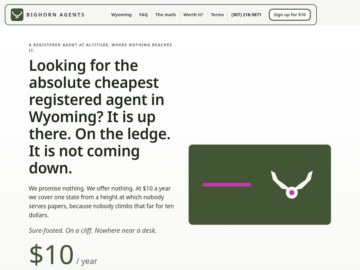 Landing-page snapshot of bighornagents.com