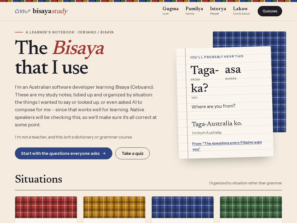 Landing-page snapshot of bisayastudy.net