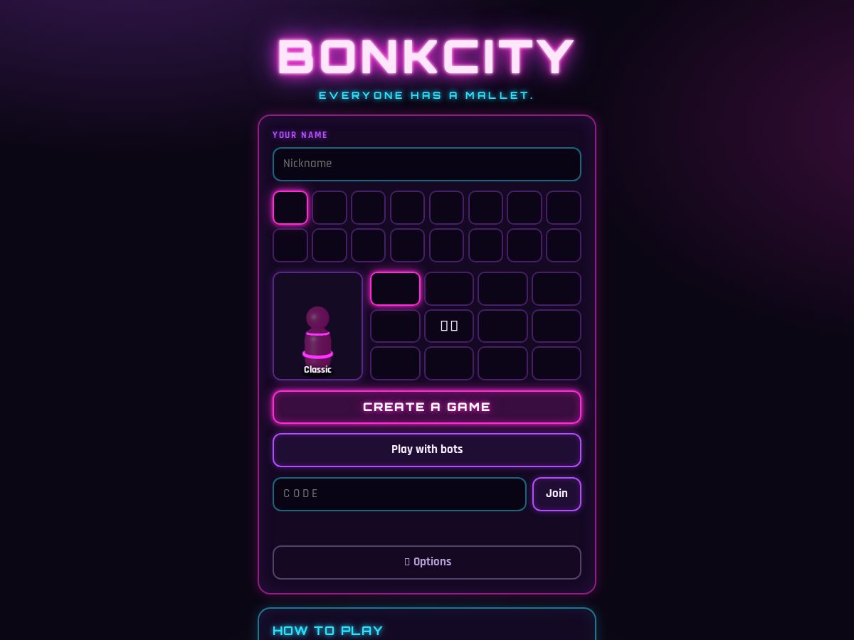 Landing-page snapshot of bonkcity.games