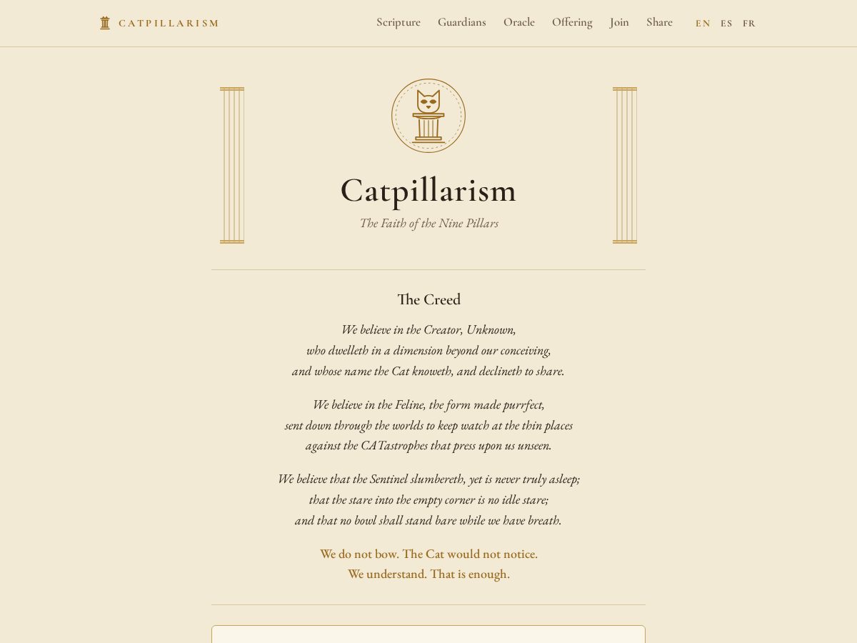 Landing-page snapshot of catpillarism.org